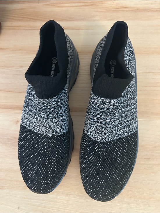 Shoes - Black & White Knit Slip-On Walking Booties